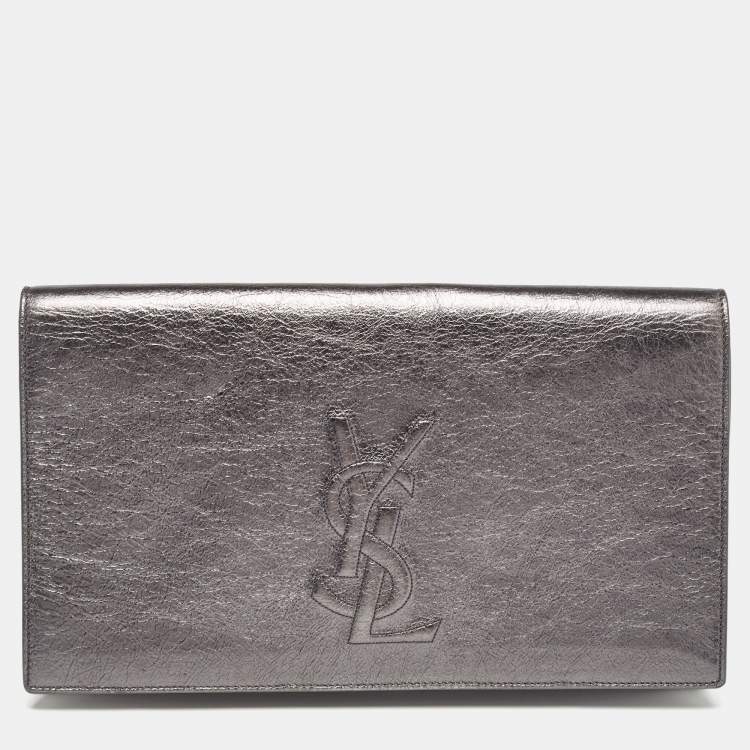 Pre Owned Yves Saint Laurent Metallic Leather Belle De Jour Clutch
