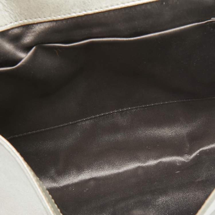 Pre Owned Yves Saint Laurent Silver Leather Belle De Jour Clutch