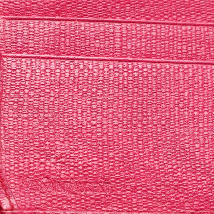 Pre Owned Yves Saint Laurent Pink Leather Ligne Y Flap Wallet
