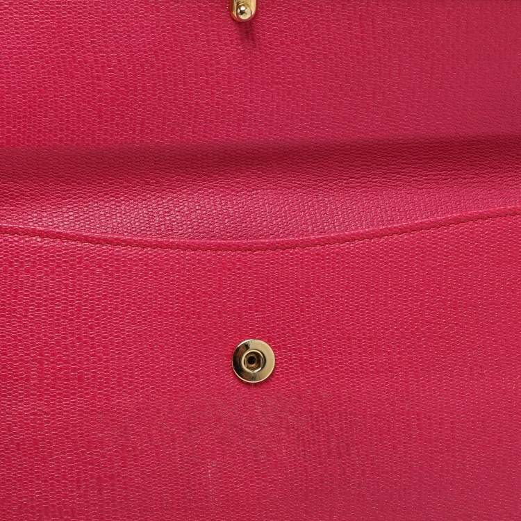 Pre Owned Yves Saint Laurent Pink Leather Ligne Y Flap Wallet