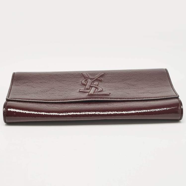 Pre Owned Yves Saint Laurent Burgundy Patent Leather Belle De Jour Clutch