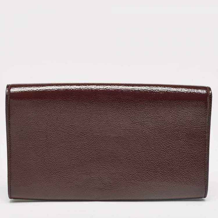 Pre Owned Yves Saint Laurent Burgundy Patent Leather Belle De Jour Clutch