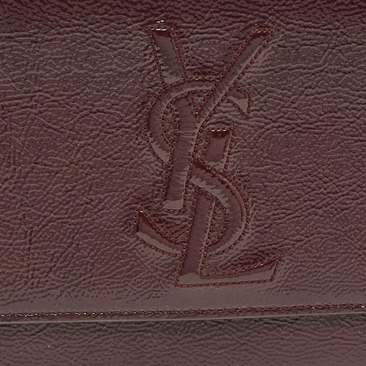 Pre Owned Yves Saint Laurent Burgundy Patent Leather Belle De Jour Clutch