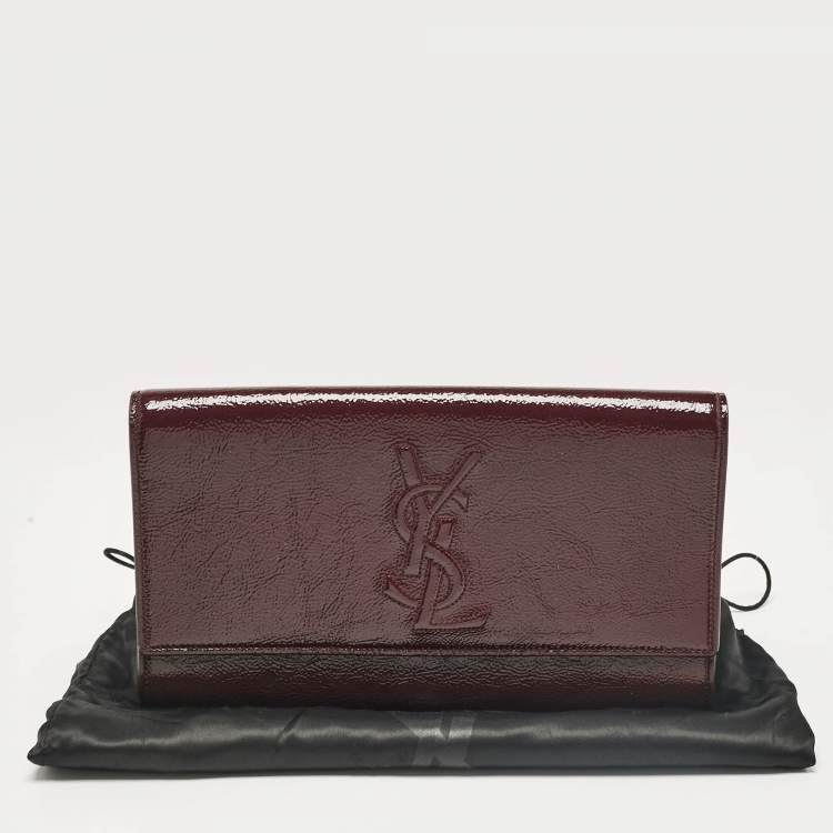 Pre Owned Yves Saint Laurent Burgundy Patent Leather Belle De Jour Clutch