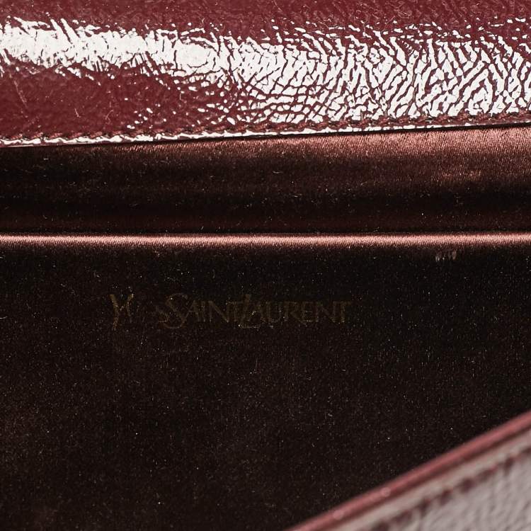 Pre Owned Yves Saint Laurent Burgundy Patent Leather Belle De Jour Clutch