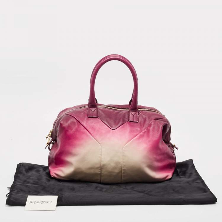 Pre Owned Yves Saint Laurent Ombre Pink Leather Easy Y Satchel