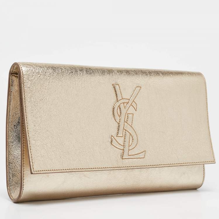 Pre Owned Yves Saint Laurent Gold Leather Belle De Jour Clutch