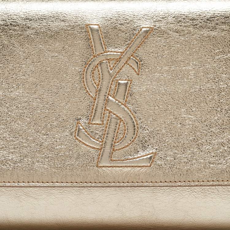 Pre Owned Yves Saint Laurent Gold Leather Belle De Jour Clutch