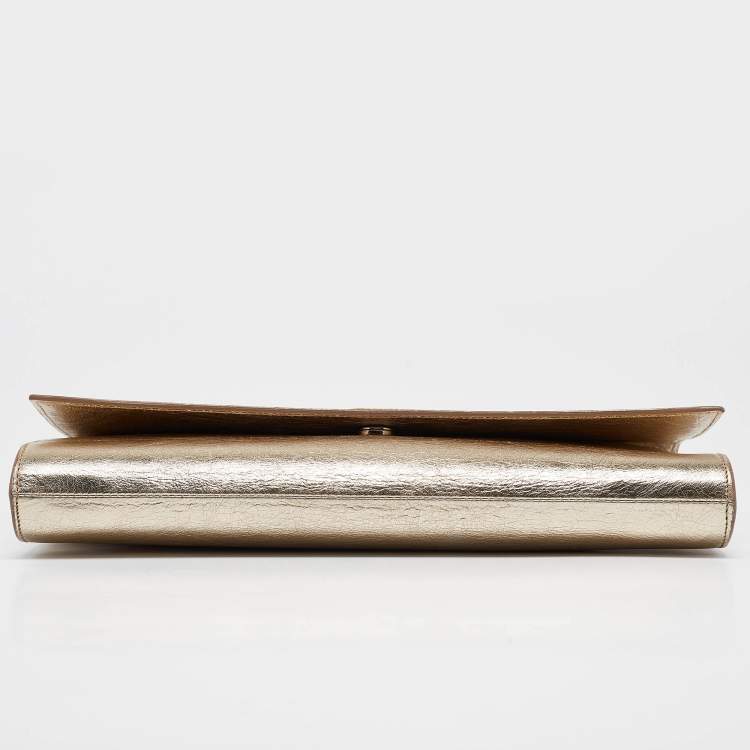 Pre Owned Yves Saint Laurent Gold Leather Belle De Jour Clutch