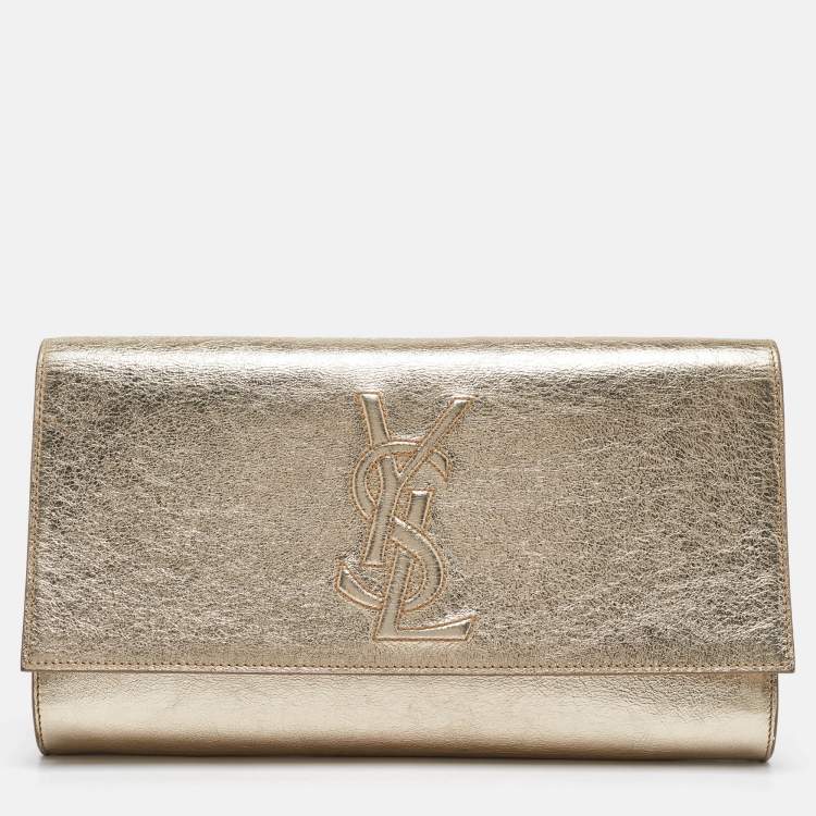 Pre Owned Yves Saint Laurent Gold Leather Belle De Jour Clutch
