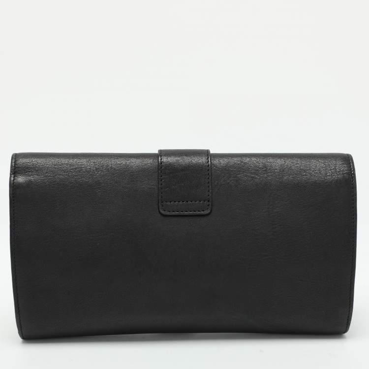 Pre Owned Yves Saint Laurent Black Leather Y Line Clutch