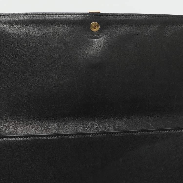 Pre Owned Yves Saint Laurent Black Leather Y Line Clutch