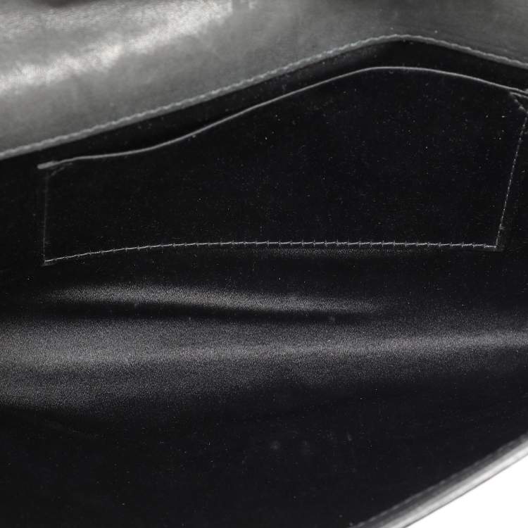 Pre Owned Yves Saint Laurent Black Leather Y Line Clutch