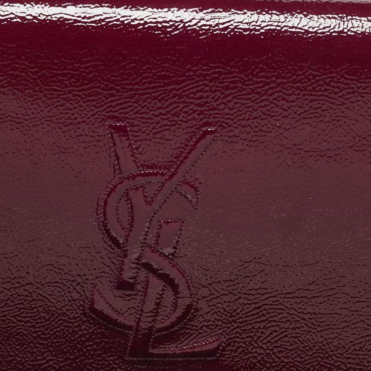 Pre Owned Yves Saint Laurent Burgundy Patent Leather Belle De Jour Clutch