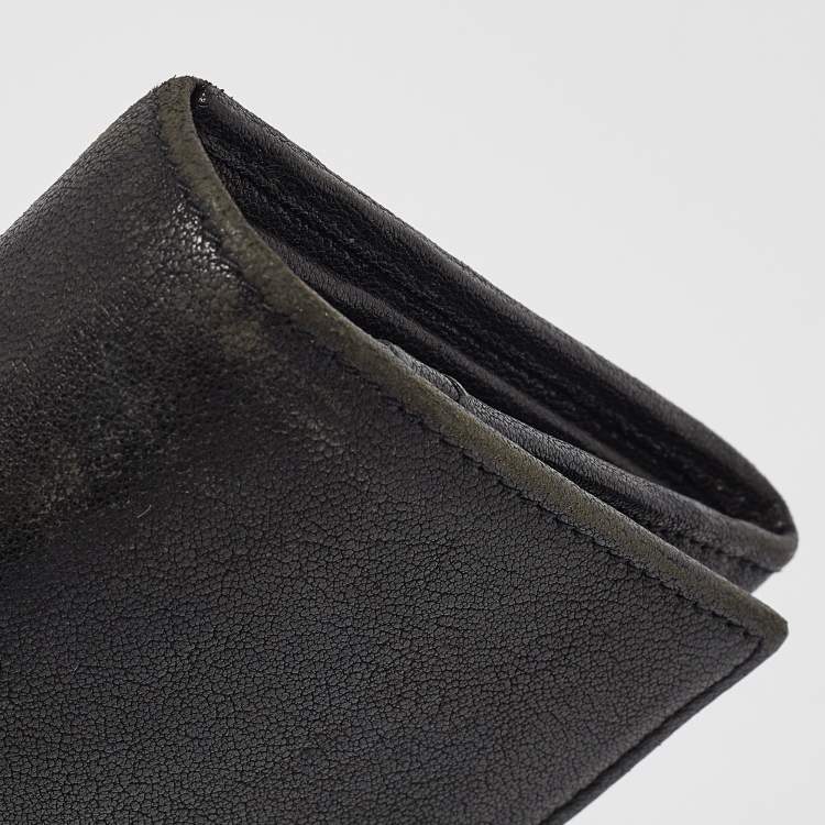 Pre Owned Yves Saint Laurent Black Leather Y line Continental Wallet