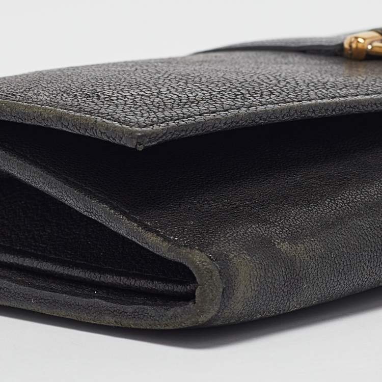 Pre Owned Yves Saint Laurent Black Leather Y line Continental Wallet
