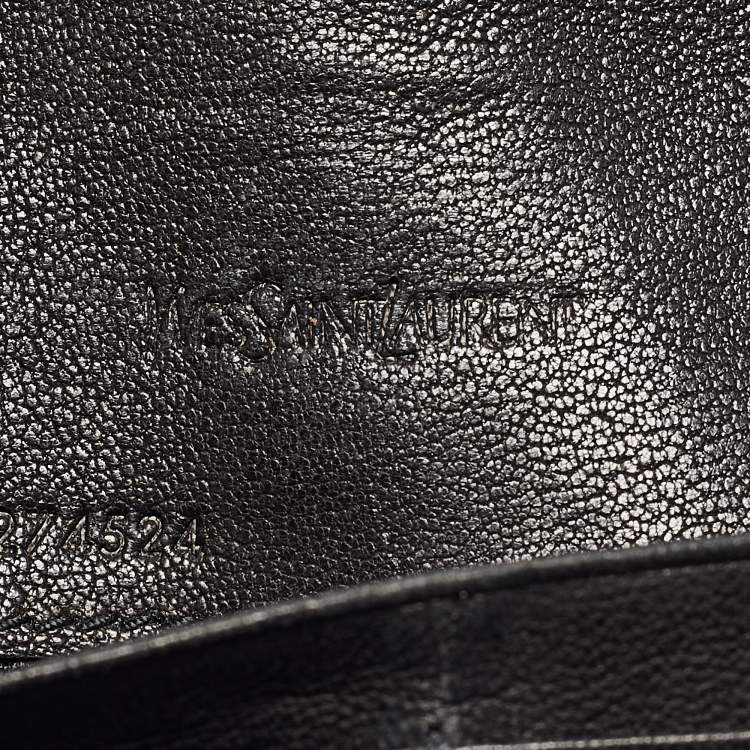 Pre Owned Yves Saint Laurent Black Leather Y line Continental Wallet