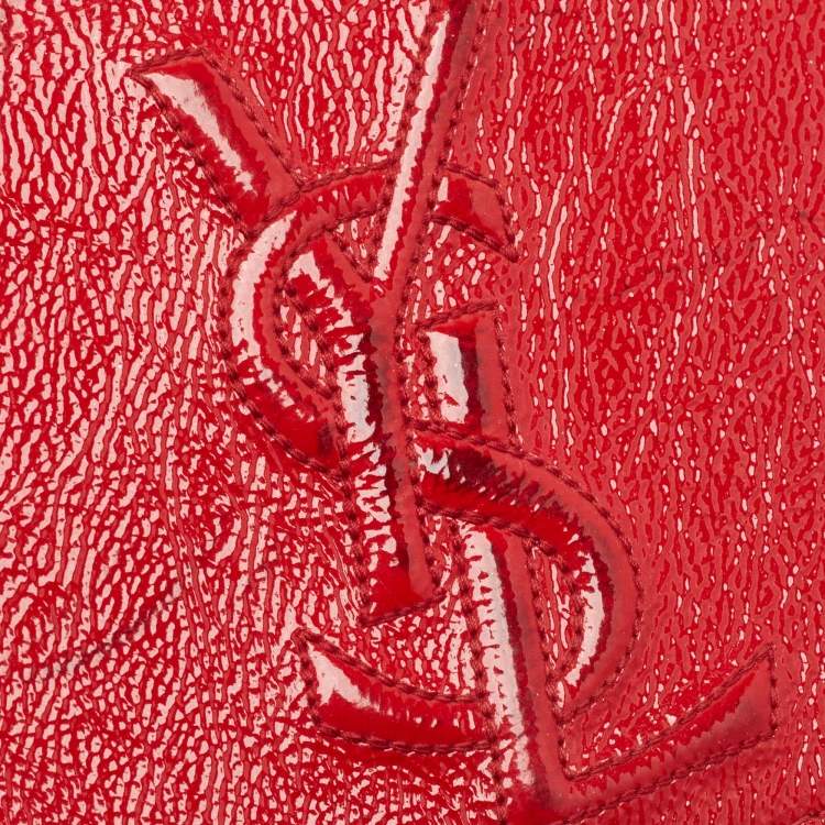Pre Owned Yves Saint Laurent Red Patent Leather Belle De Jour Flap Clutch