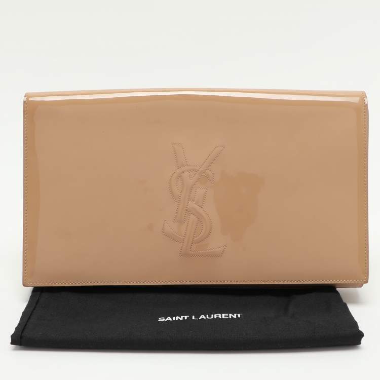 Pre Owned Yves Saint Laurent Beige Patent Leather Belle De Jour Clutch