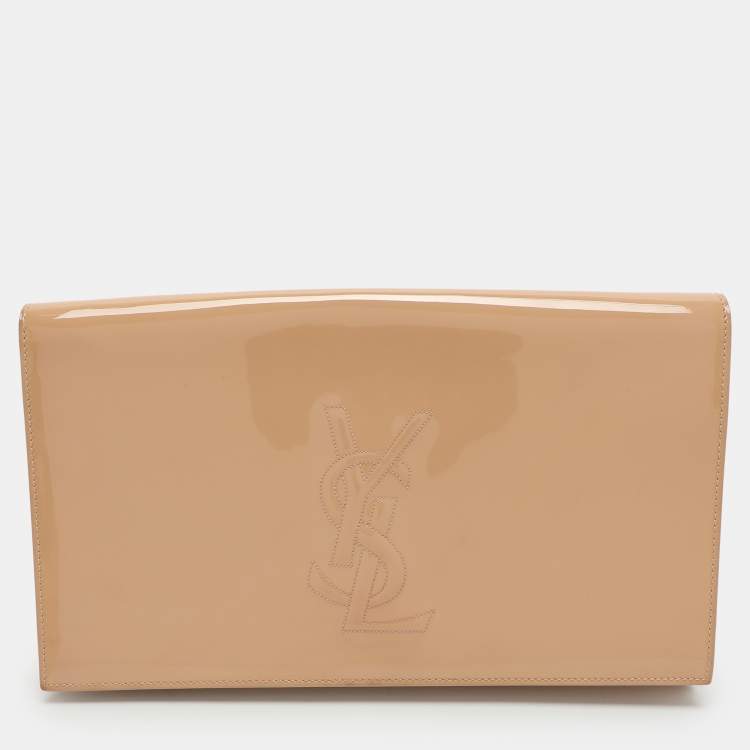 Pre Owned Yves Saint Laurent Beige Patent Leather Belle De Jour Clutch