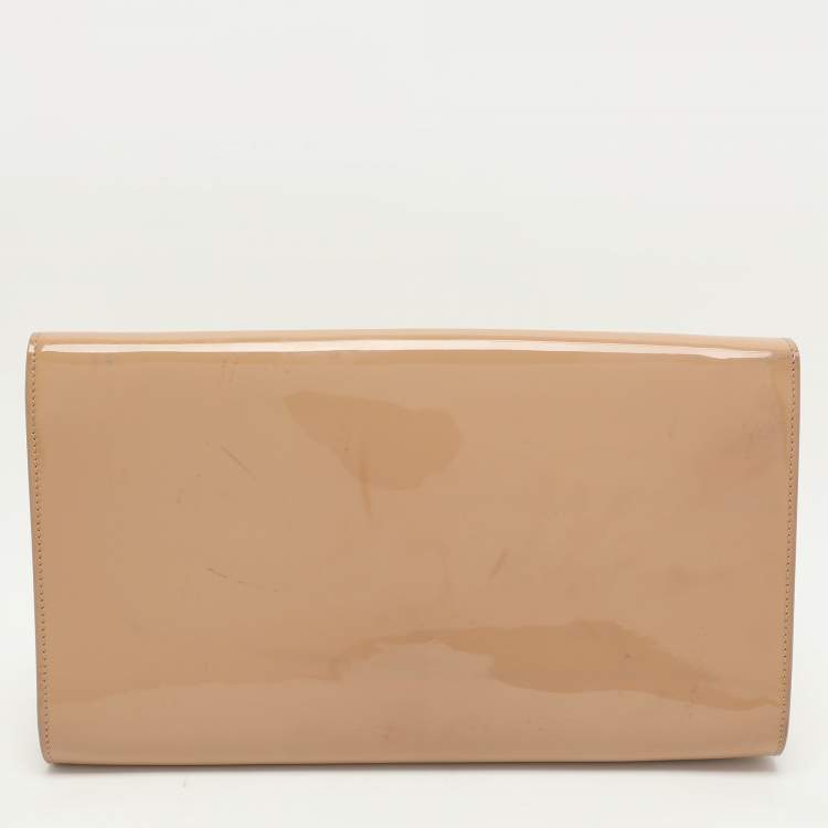 Pre Owned Yves Saint Laurent Beige Patent Leather Belle De Jour Clutch
