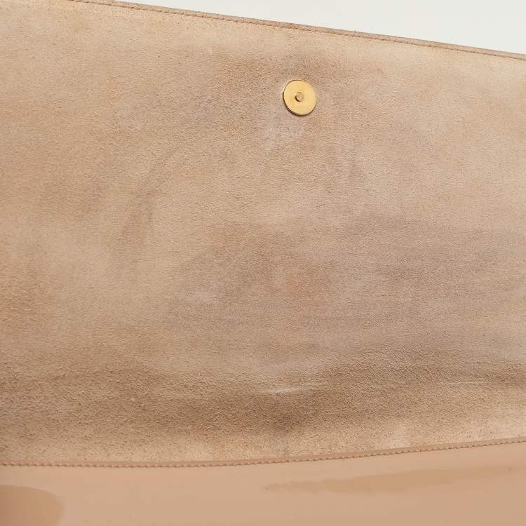 Pre Owned Yves Saint Laurent Beige Patent Leather Belle De Jour Clutch