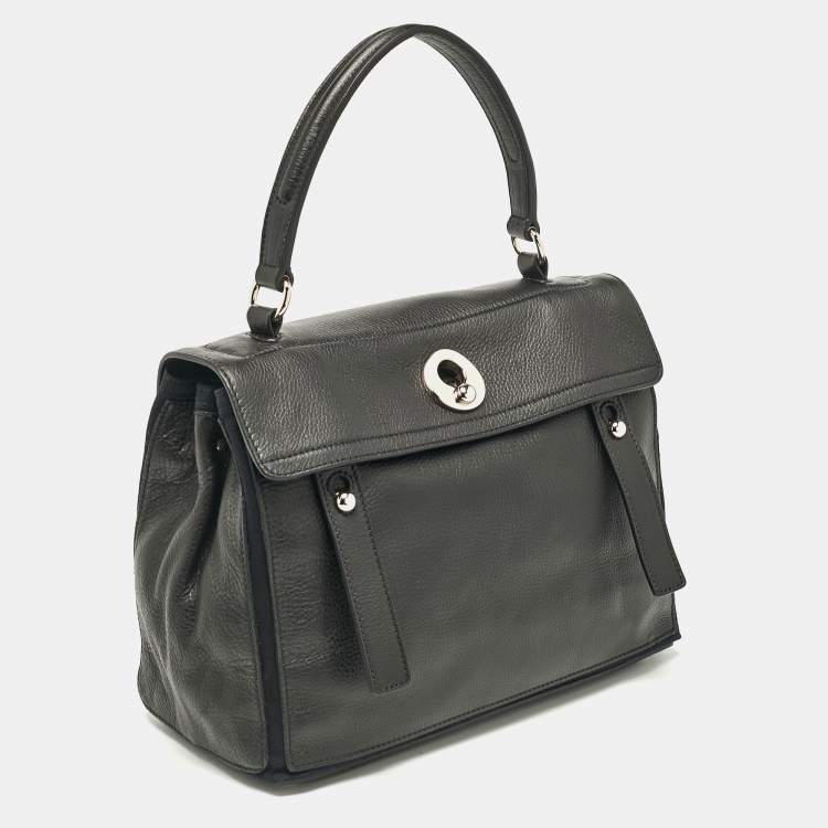 Pre Owned Yves Saint Laurent Black Leather Medium Muse Two Top Handle Bag