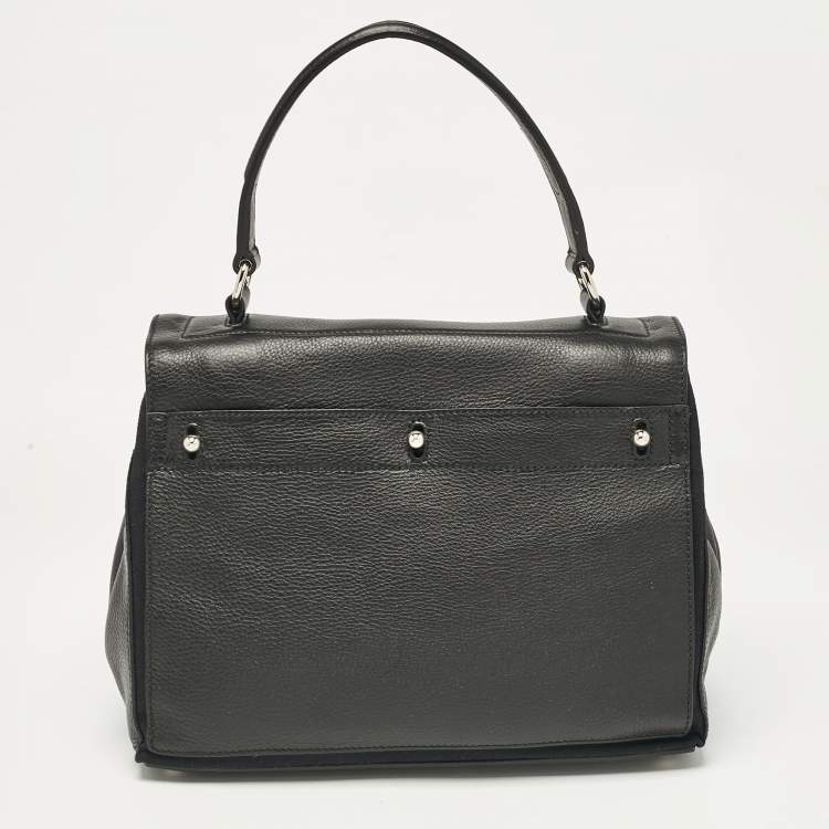 Pre Owned Yves Saint Laurent Black Leather Medium Muse Two Top Handle Bag