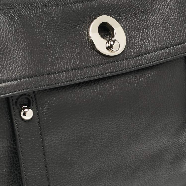 Pre Owned Yves Saint Laurent Black Leather Medium Muse Two Top Handle Bag