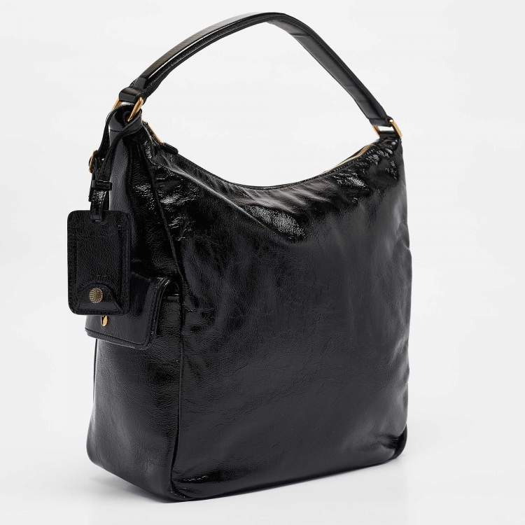 Pre Owned Yves Saint Laurent Black Patent Leather Multy Hobo