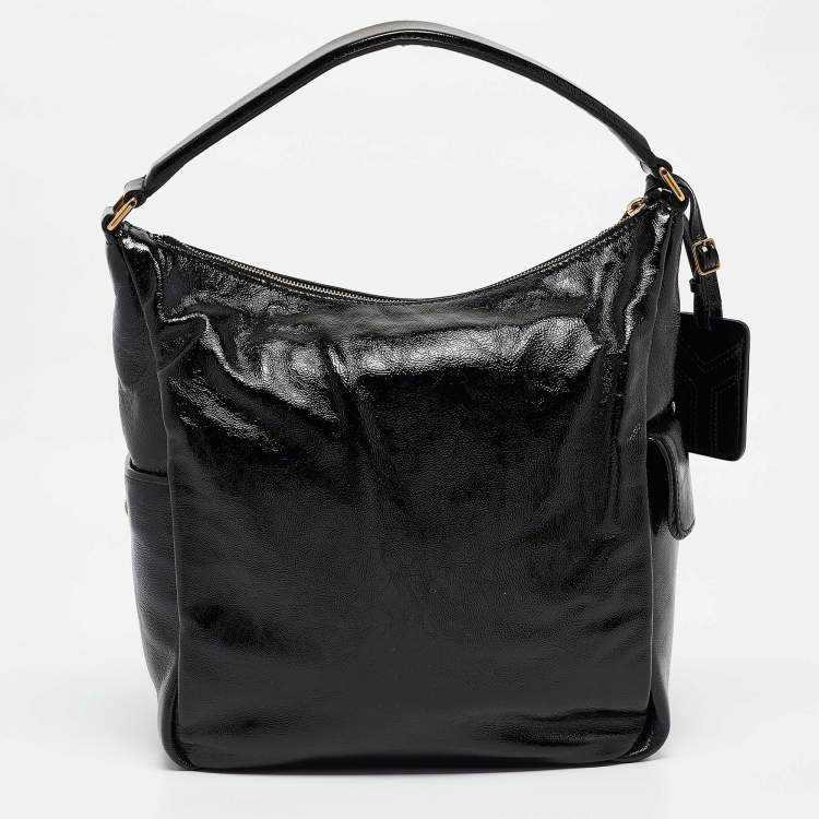 Pre Owned Yves Saint Laurent Black Patent Leather Multy Hobo