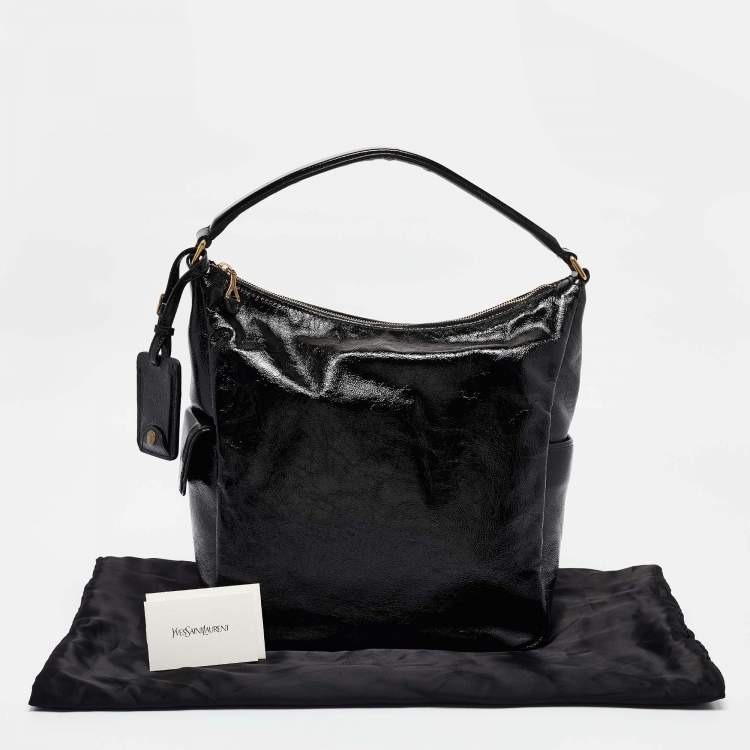 Pre Owned Yves Saint Laurent Black Patent Leather Multy Hobo