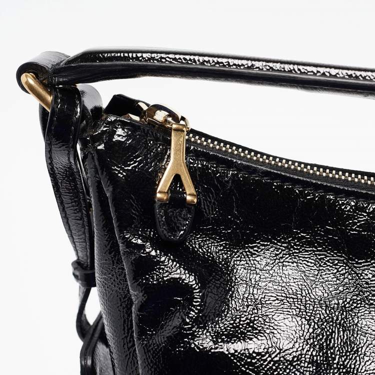 Pre Owned Yves Saint Laurent Black Patent Leather Multy Hobo