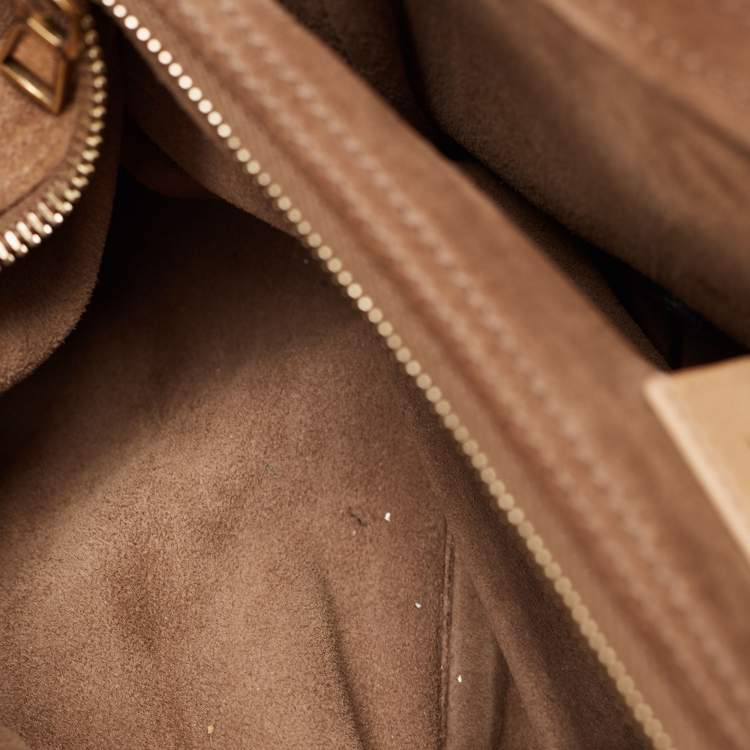 Pre Owned Yves Saint Laurent Tricolor Leather and Suede Large Muse Two Top Handle Bag