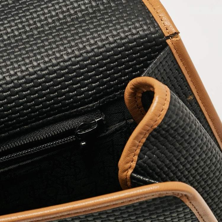 Pre Owned Yves Saint Laurent Black Coated Canvas and Leather Vintage Flap Top Handle Bag