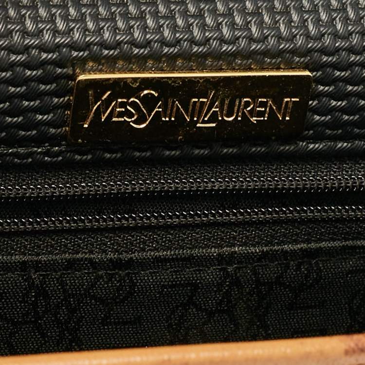 Pre Owned Yves Saint Laurent Black Coated Canvas and Leather Vintage Flap Top Handle Bag