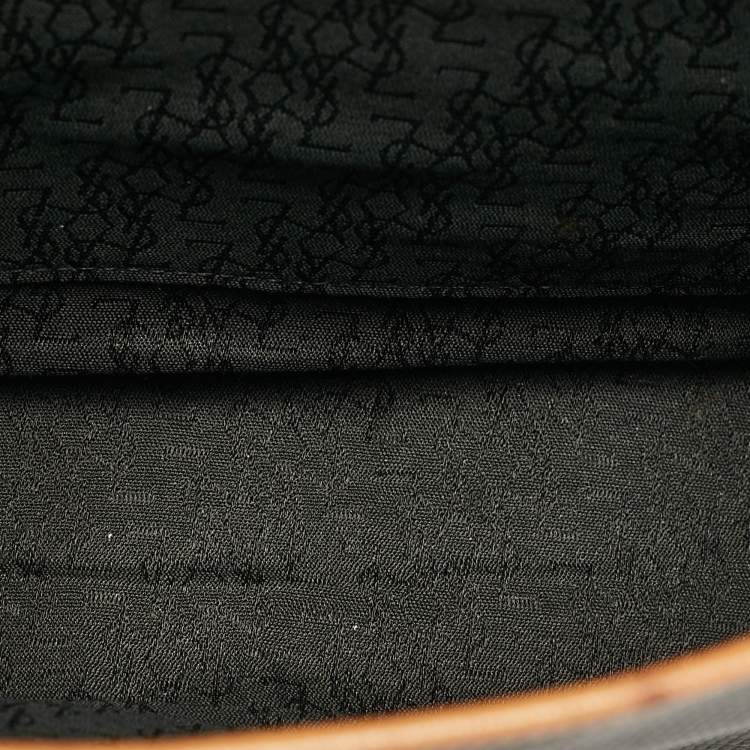 Pre Owned Yves Saint Laurent Black Coated Canvas and Leather Vintage Flap Top Handle Bag
