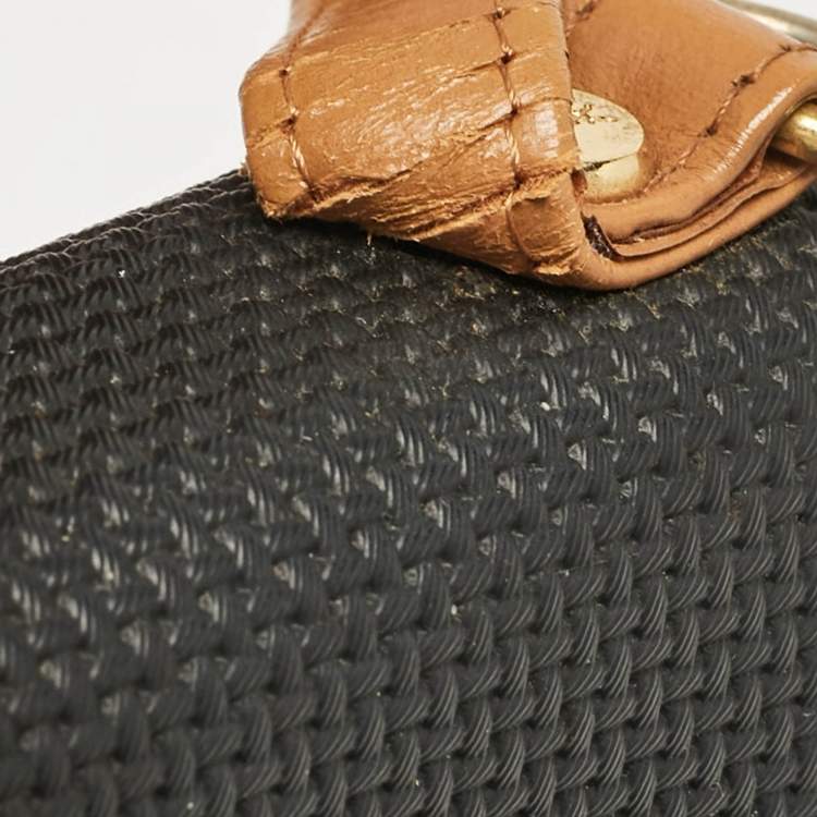 Pre Owned Yves Saint Laurent Black Coated Canvas and Leather Vintage Flap Top Handle Bag