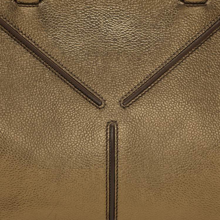Pre Owned Yves Saint Laurent Gold Leather Sac 32 Tote