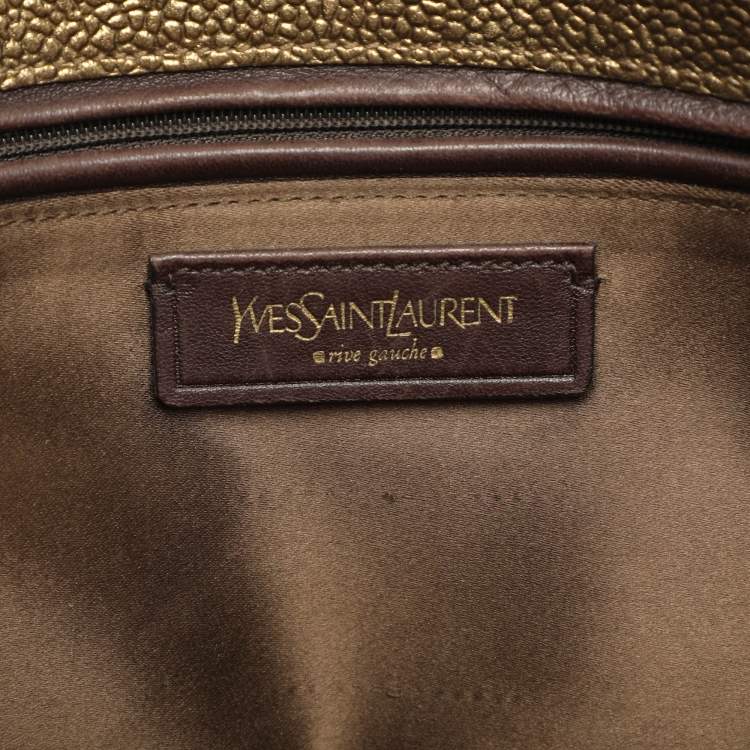 Pre Owned Yves Saint Laurent Gold Leather Sac 32 Tote