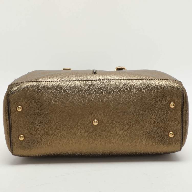 Pre Owned Yves Saint Laurent Gold Leather Sac 32 Tote