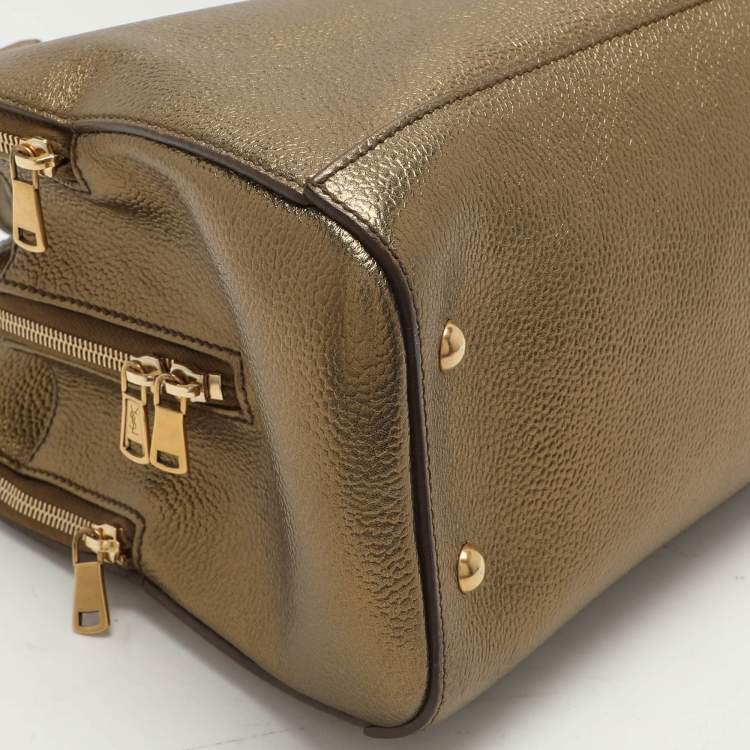 Pre Owned Yves Saint Laurent Gold Leather Sac 32 Tote