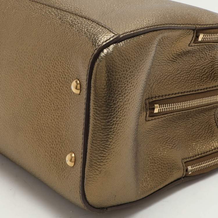 Pre Owned Yves Saint Laurent Gold Leather Sac 32 Tote
