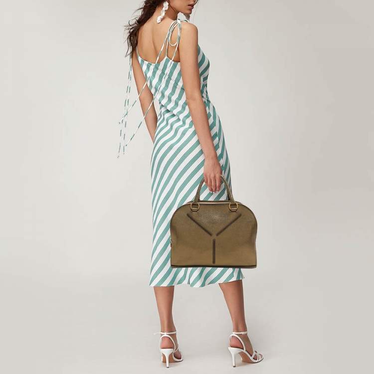 Pre Owned Yves Saint Laurent Gold Leather Sac 32 Tote
