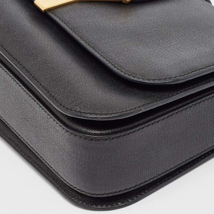 Pre Owned Yves Saint Laurent Black Leather Large Chyc Flap Shoulder Bag