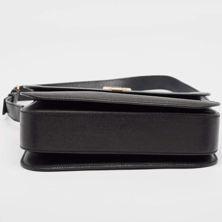 Pre Owned Yves Saint Laurent Black Leather Large Chyc Flap Shoulder Bag