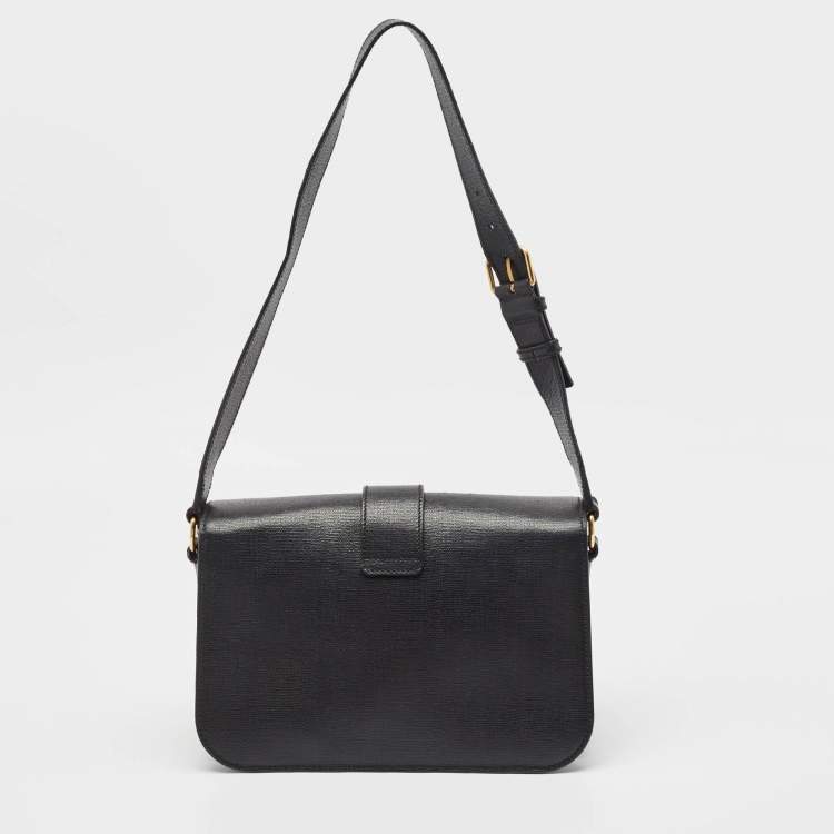 Pre Owned Yves Saint Laurent Black Leather Large Chyc Flap Shoulder Bag