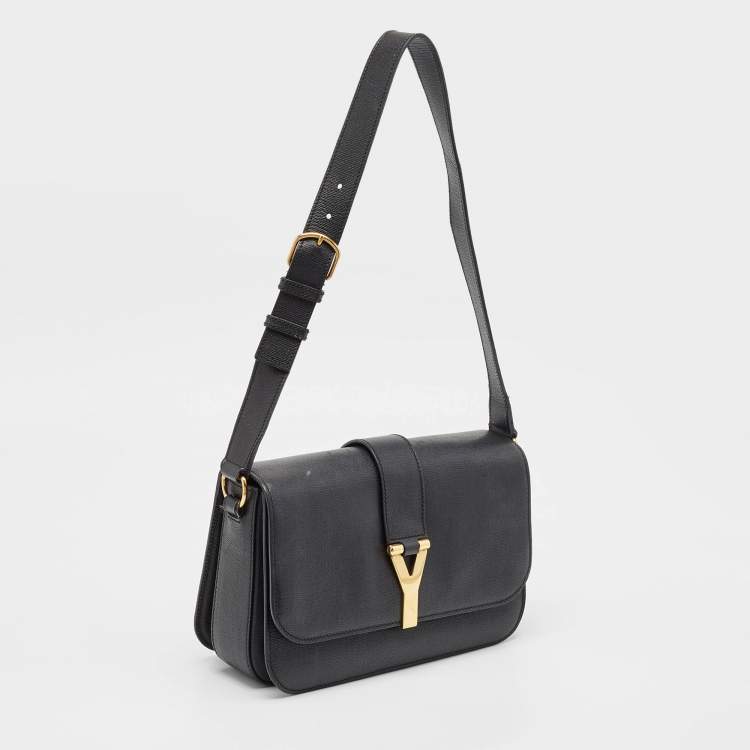 Pre Owned Yves Saint Laurent Black Leather Large Chyc Flap Shoulder Bag