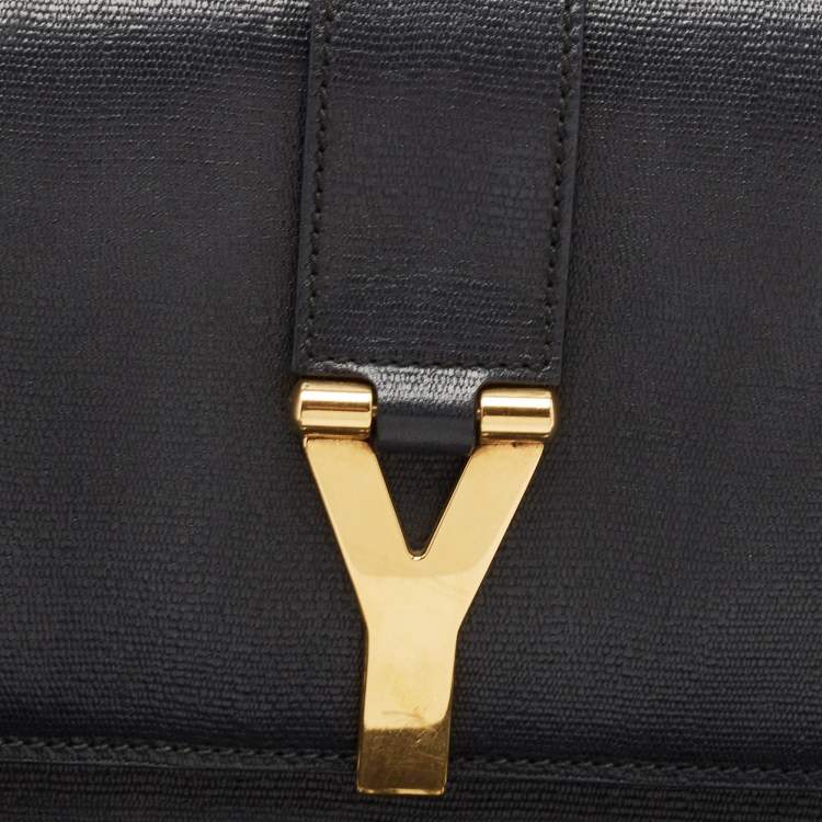 Pre Owned Yves Saint Laurent Black Leather Large Chyc Flap Shoulder Bag