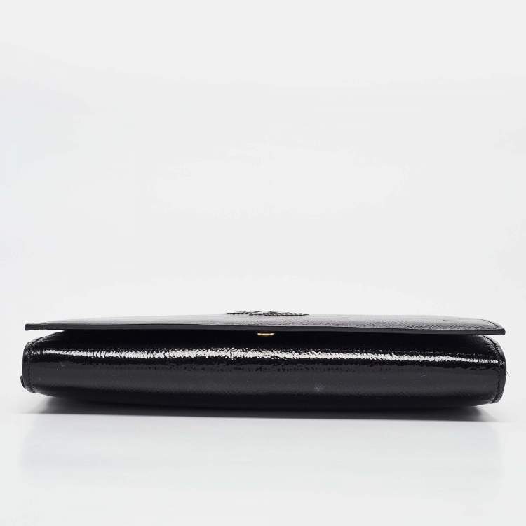 Pre Owned Yves Saint Laurent Black Patent Leather Belle De Jour Wallet On Chain